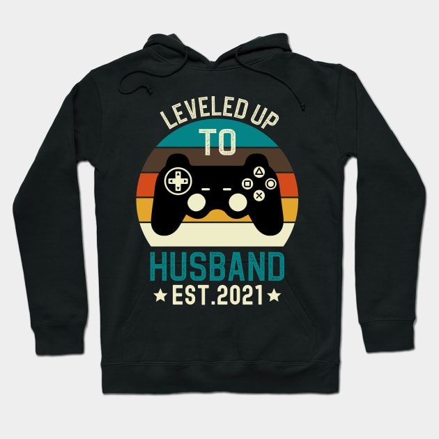 Leveled Up to Husband Est 2021 Hoodie by DragonTees